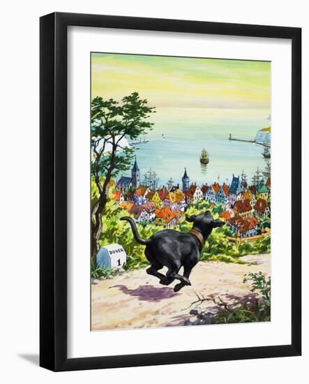 Dog Running to Find His Master, 1969-English School-Framed Giclee Print