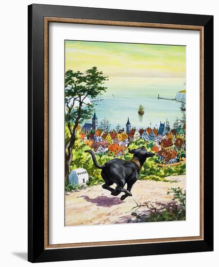 Dog Running to Find His Master, 1969-English School-Framed Giclee Print