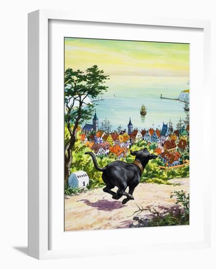 Dog Running to Find His Master, 1969-English School-Framed Giclee Print