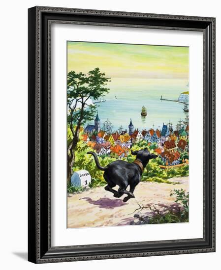 Dog Running to Find His Master, 1969-English School-Framed Giclee Print