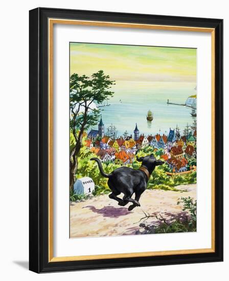 Dog Running to Find His Master, 1969-English School-Framed Giclee Print