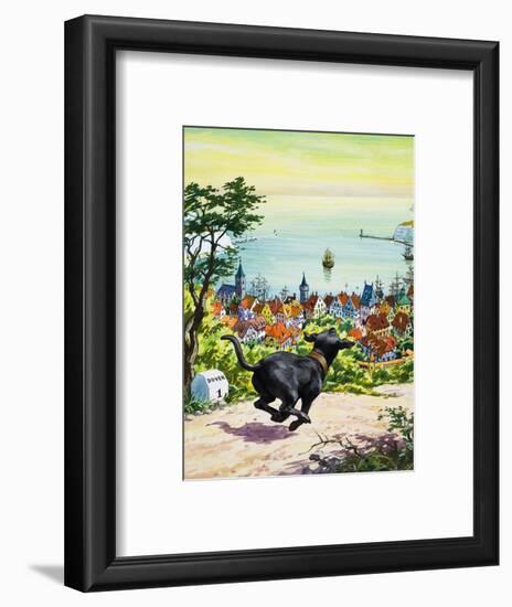 Dog Running to Find His Master, 1969-English School-Framed Premium Giclee Print