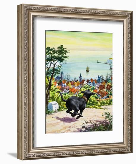 Dog Running to Find His Master, 1969-English School-Framed Giclee Print