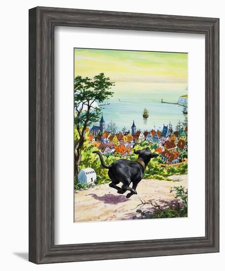 Dog Running to Find His Master, 1969-English School-Framed Giclee Print