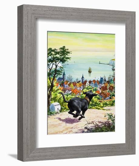 Dog Running to Find His Master, 1969-English School-Framed Giclee Print