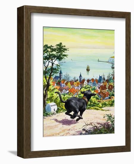 Dog Running to Find His Master, 1969-English School-Framed Giclee Print