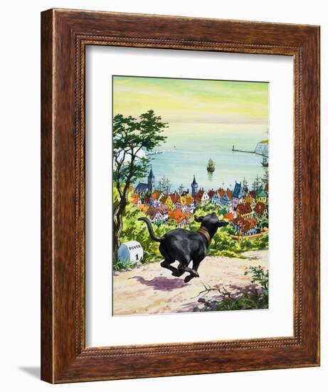 Dog Running to Find His Master, 1969-English School-Framed Giclee Print