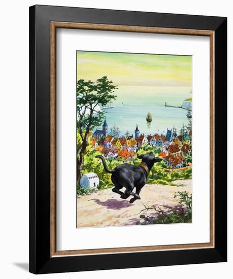 Dog Running to Find His Master, 1969-English School-Framed Giclee Print