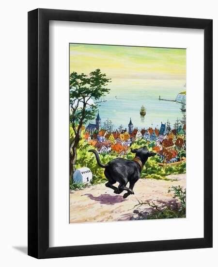 Dog Running to Find His Master, 1969-English School-Framed Giclee Print