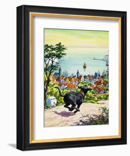 Dog Running to Find His Master, 1969-English School-Framed Giclee Print