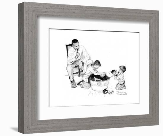 Dog’s Bath-Norman Rockwell-Framed Giclee Print