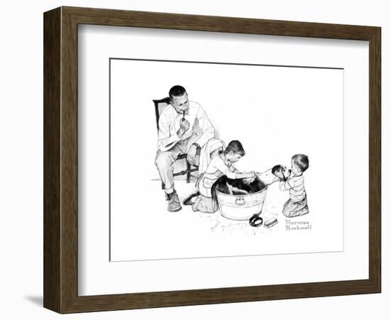 Dog’s Bath-Norman Rockwell-Framed Giclee Print