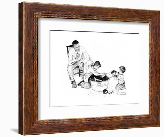 Dog’s Bath-Norman Rockwell-Framed Giclee Print