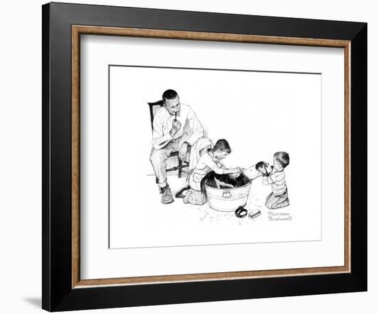 Dog’s Bath-Norman Rockwell-Framed Giclee Print