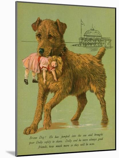 Dog Saves Doll from Sea-null-Mounted Art Print