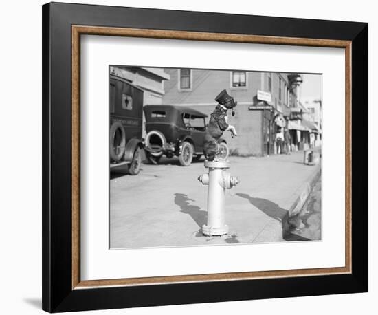 Dog Seated on Fire Hydrant-Bettmann-Framed Photographic Print