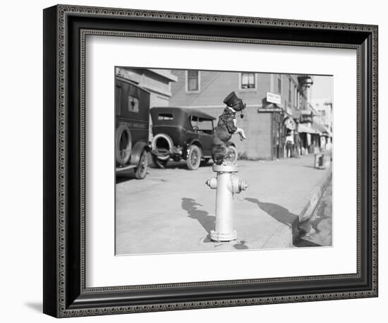 Dog Seated on Fire Hydrant-Bettmann-Framed Photographic Print