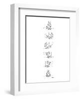 Dog sits, scratches the ground, barks and sits again. - New Yorker Cartoon-George Booth-Framed Premium Giclee Print