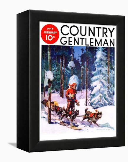 "Dog Sled," Country Gentleman Cover, February 1, 1937-Frank Schoonover-Framed Premier Image Canvas