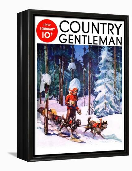 "Dog Sled," Country Gentleman Cover, February 1, 1937-Frank Schoonover-Framed Premier Image Canvas