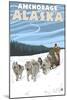 Dog Sledding Scene, Anchorage, Alaska-Lantern Press-Mounted Art Print