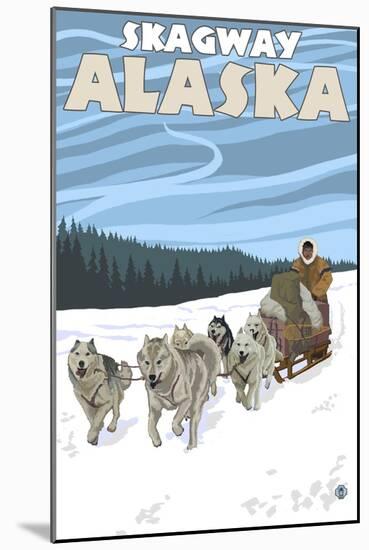 Dog Sledding Scene, Skagway, Alaska-Lantern Press-Mounted Art Print