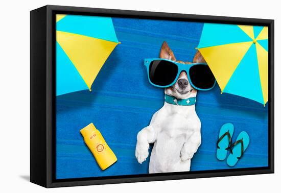 Dog Summer Beach-Javier Brosch-Framed Premier Image Canvas