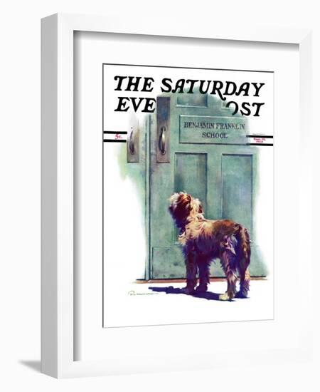 "Dog Waiting for Schoolboy," Saturday Evening Post Cover, September 10, 1938-Robert C. Kauffmann-Framed Giclee Print