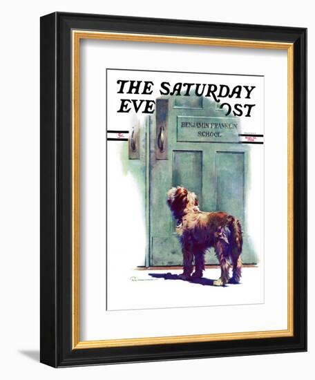 "Dog Waiting for Schoolboy," Saturday Evening Post Cover, September 10, 1938-Robert C. Kauffmann-Framed Giclee Print