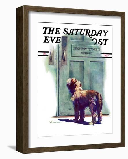 "Dog Waiting for Schoolboy," Saturday Evening Post Cover, September 10, 1938-Robert C. Kauffmann-Framed Giclee Print