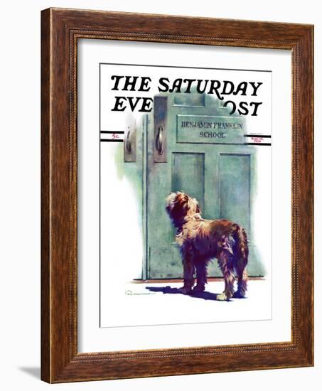 "Dog Waiting for Schoolboy," Saturday Evening Post Cover, September 10, 1938-Robert C. Kauffmann-Framed Giclee Print