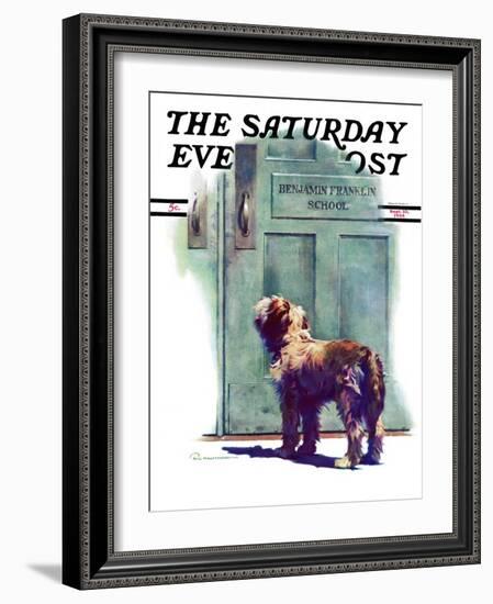 "Dog Waiting for Schoolboy," Saturday Evening Post Cover, September 10, 1938-Robert C. Kauffmann-Framed Giclee Print