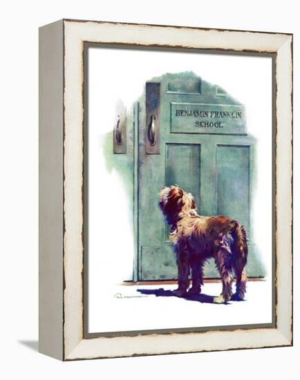 "Dog Waiting for Schoolboy,"September 10, 1938-Robert C. Kauffmann-Framed Premier Image Canvas