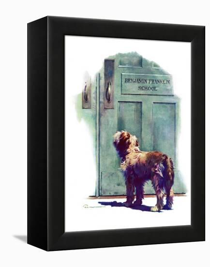 "Dog Waiting for Schoolboy,"September 10, 1938-Robert C. Kauffmann-Framed Premier Image Canvas