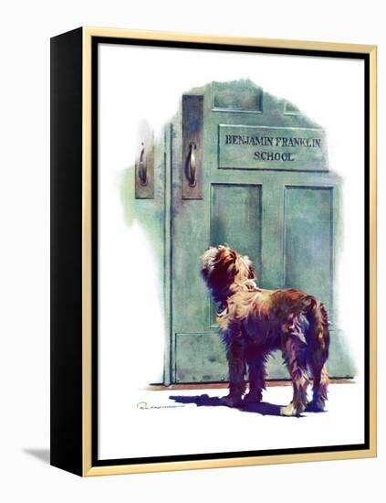 "Dog Waiting for Schoolboy,"September 10, 1938-Robert C. Kauffmann-Framed Premier Image Canvas