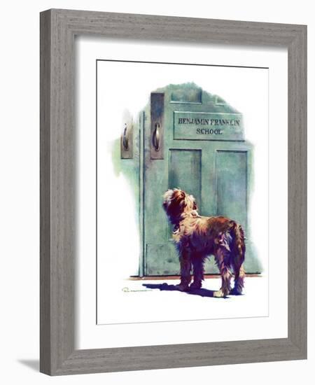 "Dog Waiting for Schoolboy,"September 10, 1938-Robert C. Kauffmann-Framed Giclee Print