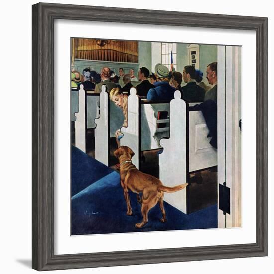 "Dog Walks Down Aisle of Church", March 24, 1956-George Hughes-Framed Giclee Print