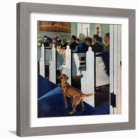 "Dog Walks Down Aisle of Church", March 24, 1956-George Hughes-Framed Giclee Print