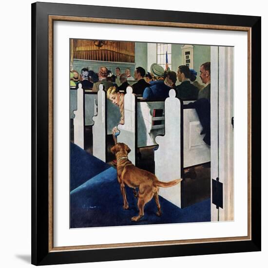 "Dog Walks Down Aisle of Church", March 24, 1956-George Hughes-Framed Giclee Print