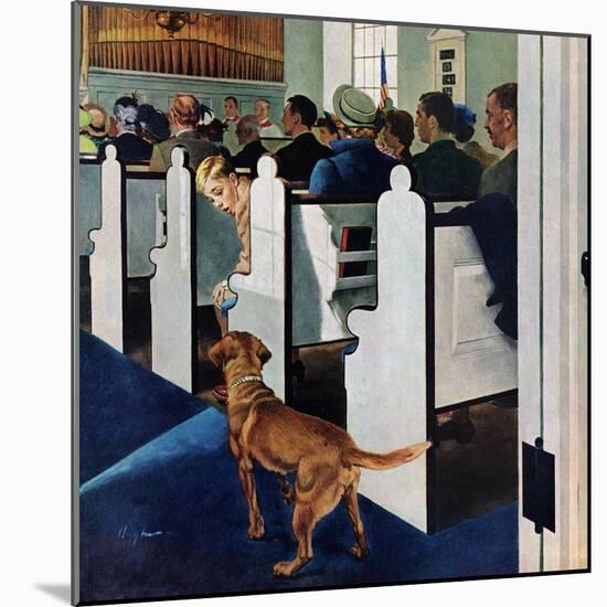 "Dog Walks Down Aisle of Church", March 24, 1956-George Hughes-Mounted Giclee Print