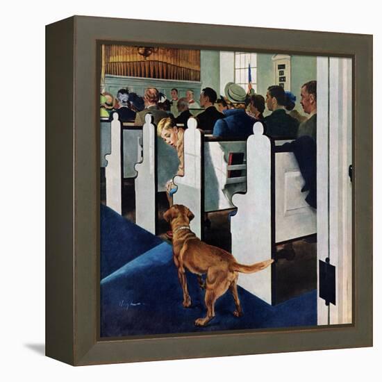 "Dog Walks Down Aisle of Church", March 24, 1956-George Hughes-Framed Premier Image Canvas