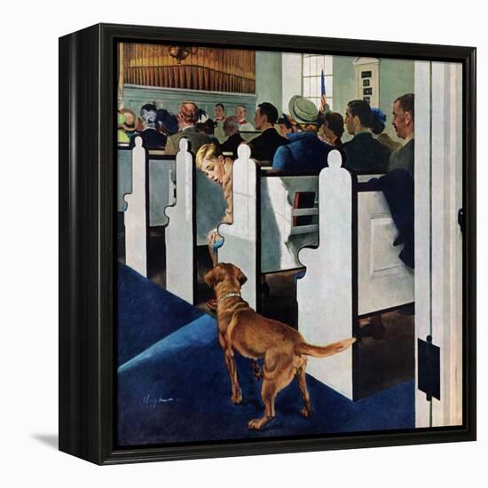 "Dog Walks Down Aisle of Church", March 24, 1956-George Hughes-Framed Premier Image Canvas