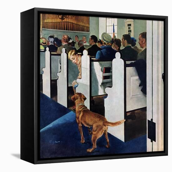 "Dog Walks Down Aisle of Church", March 24, 1956-George Hughes-Framed Premier Image Canvas