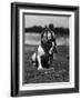 Dog Wearing Helmet on Football Field-Bettmann-Framed Photographic Print