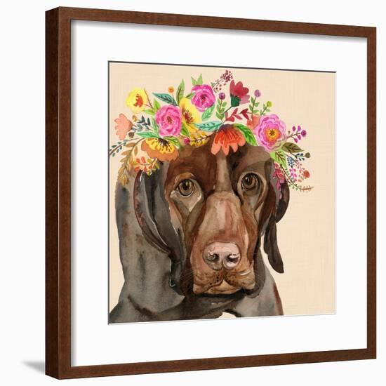 Dog with a Wreath of Colorful Blossoms I-Jin Jing-Framed Art Print