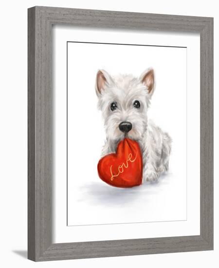 Dog with Red Heart-MAKIKO-Framed Giclee Print