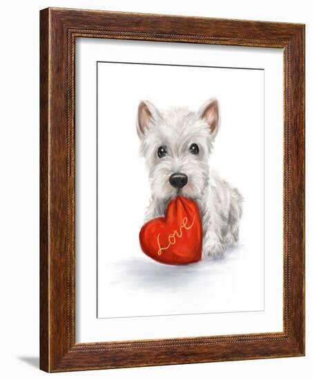 Dog with Red Heart-MAKIKO-Framed Giclee Print