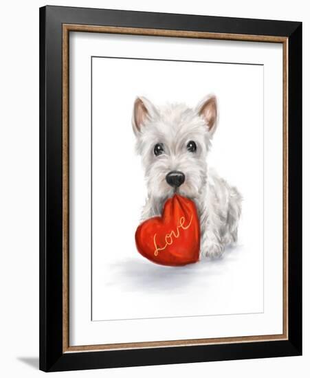 Dog with Red Heart-MAKIKO-Framed Giclee Print