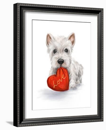 Dog with Red Heart-MAKIKO-Framed Giclee Print