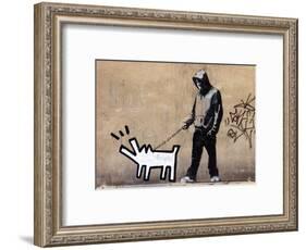 Dog-Banksy-Framed Art Print
